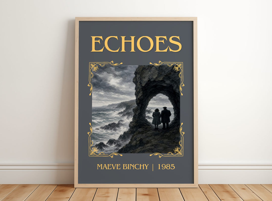 Echoes Classic Book Art Print by Maeve Binchy – framed print leaning on a wooden floor