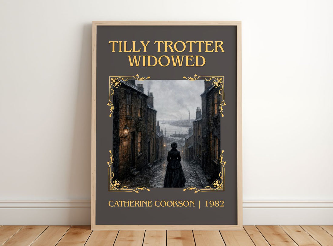 Tilly Trotter Widowed Classic Book Art Print by Catherine Cookson – framed print leaning on a wooden floor