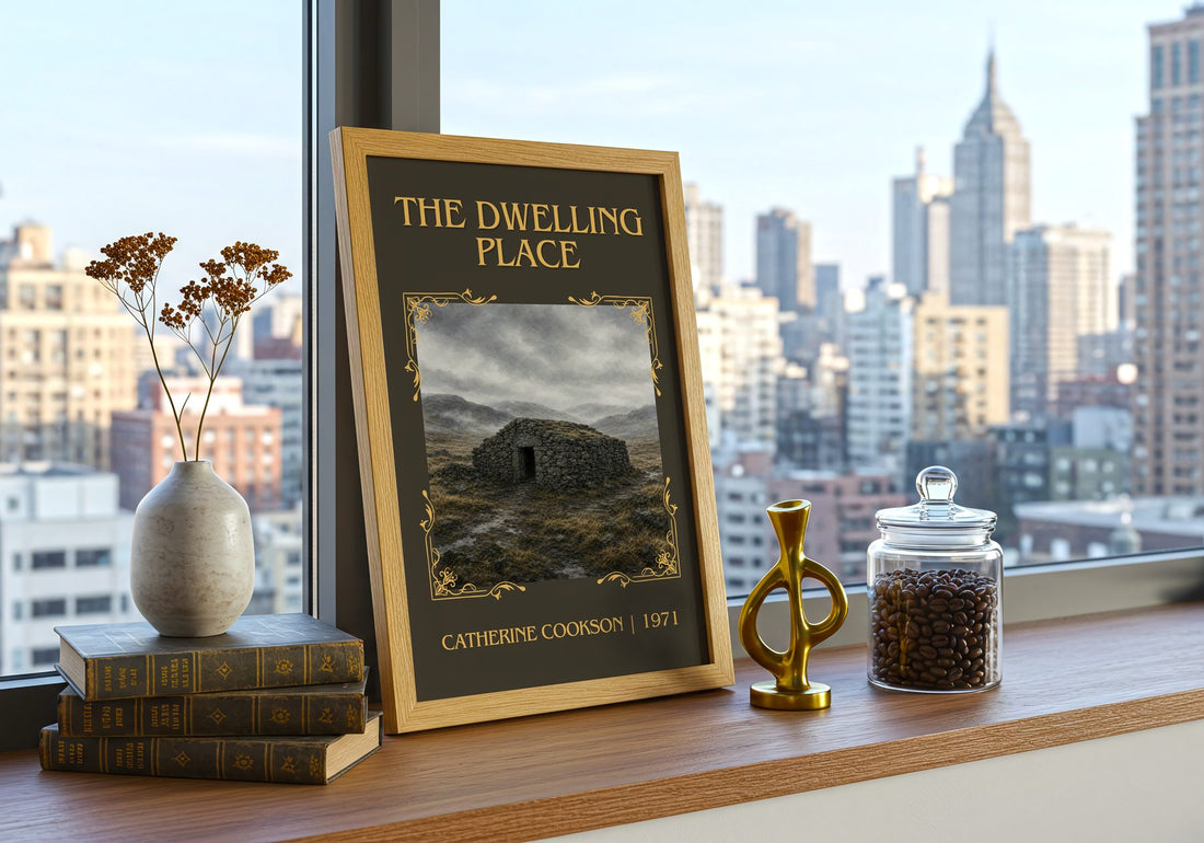 The Dwelling Place Classic Book Art Print by Catherine Cookson – framed print on a city-view windowsill