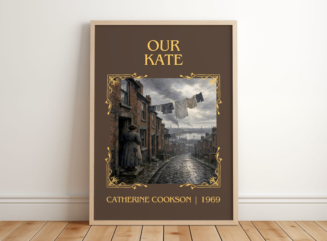 Our Kate Classic Book Art Print by Catherine Cookson – framed print leaning on a wooden floor
