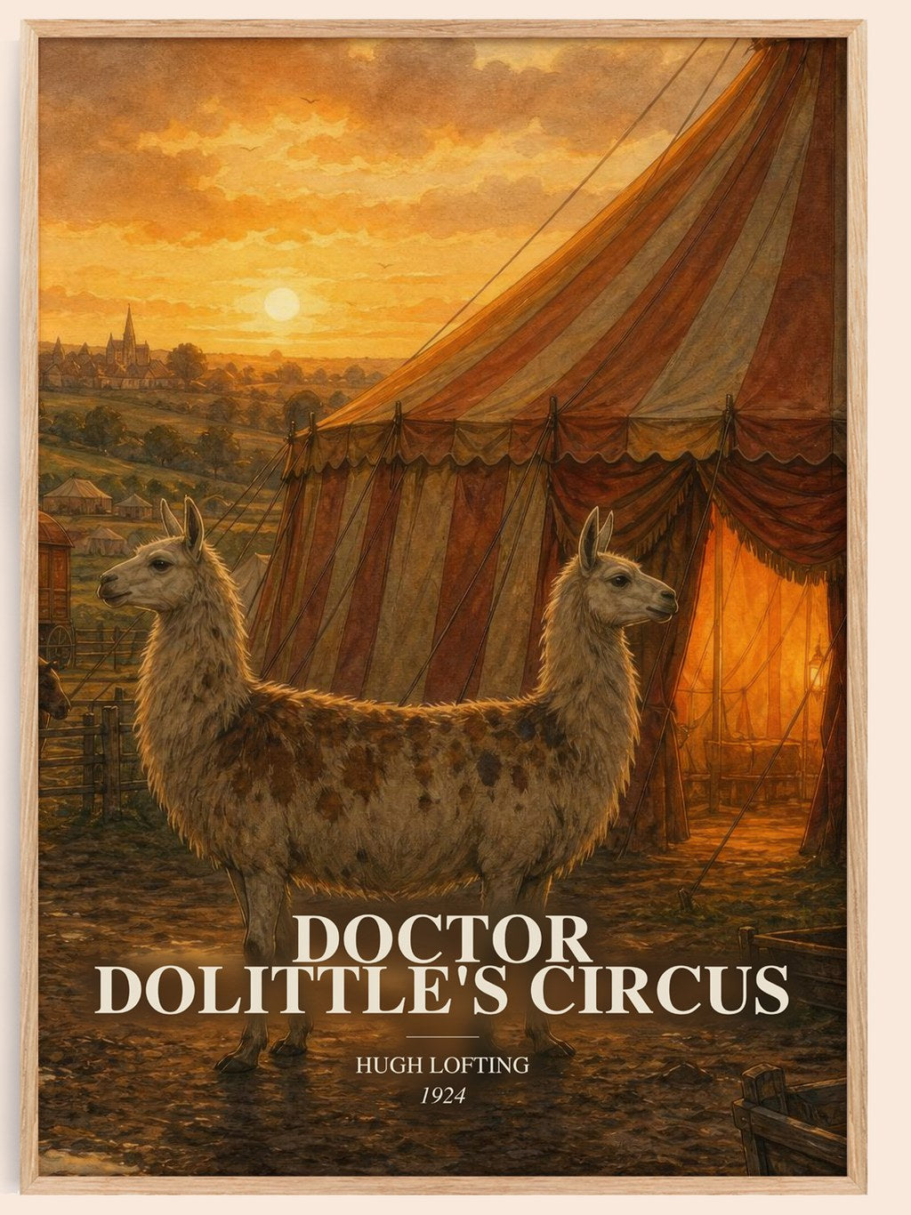 Doctor Dolittle'S Circus watercolour book poster by Hugh Lofting – framed literary art print