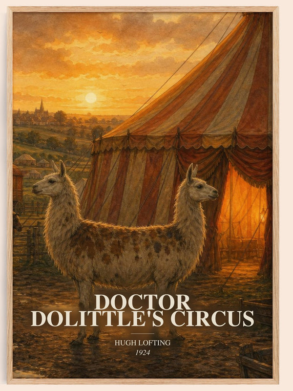 Doctor Dolittle'S Circus watercolour book poster by Hugh Lofting – framed literary art print