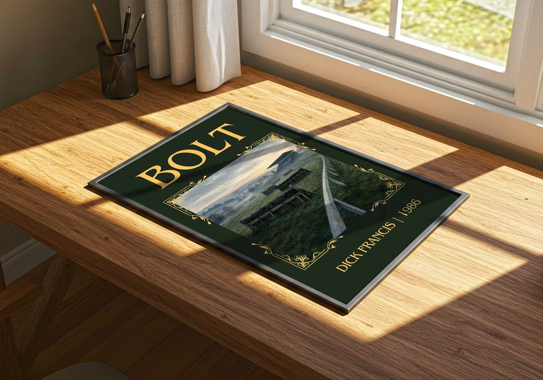 Bolt Classic Book Art Print by Dick Francis – print on a sunlit desk