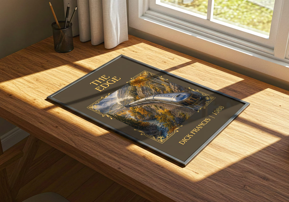 The Edge Classic Book Art Print by Dick Francis – print on a sunlit desk