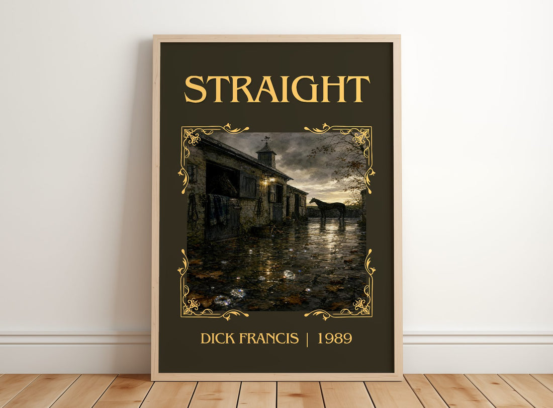 Straight Classic Book Art Print by Dick Francis – framed print leaning on a wooden floor