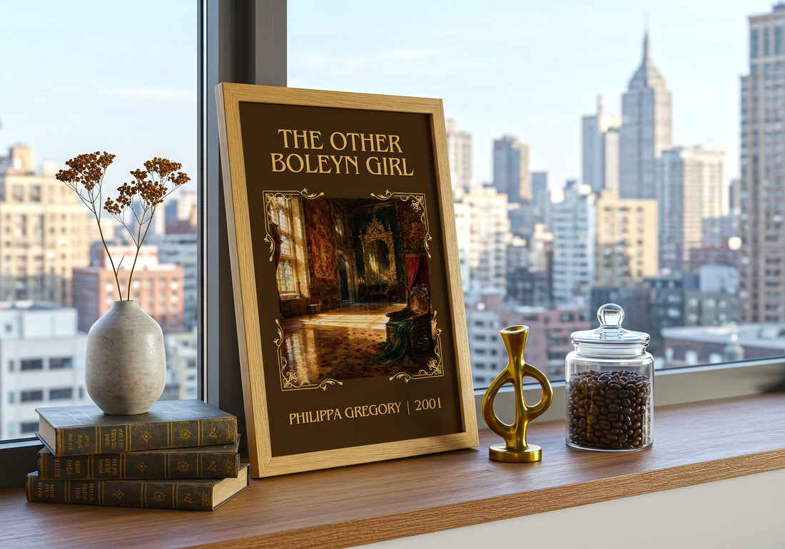 The Other Boleyn Girl Classic Book Art Print by Philippa Gregory – framed print on a city-view windowsill