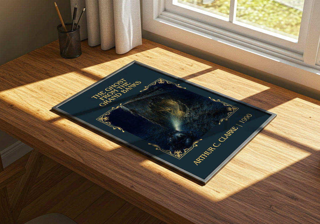 Ghost from the Grand Banks Classic Book Art Print by Arthur C. Clarke – print on a sunlit desk