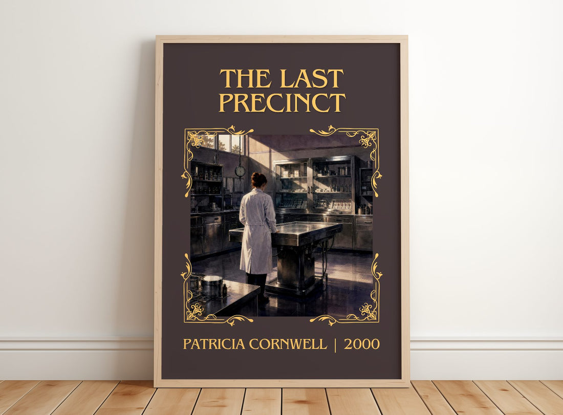 The Last Precinct Classic Book Art Print by Patricia Cornwell – framed print leaning on a wooden floor
