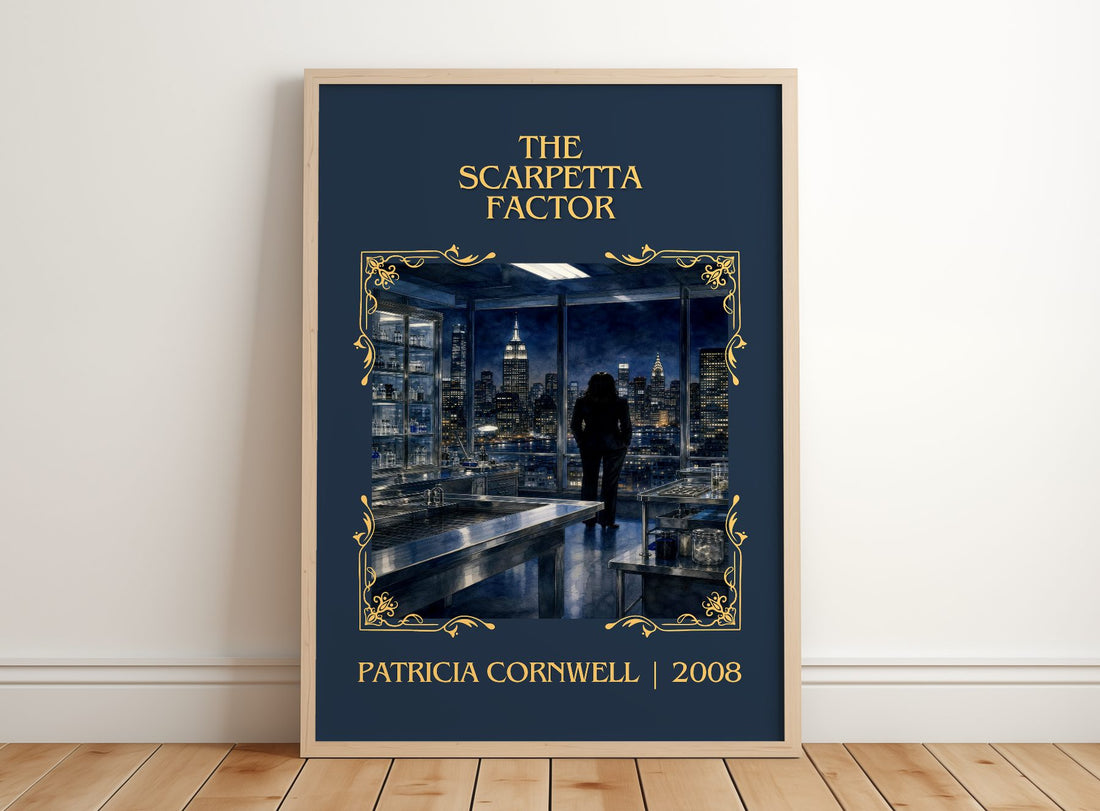 The Scarpetta Factor Classic Book Art Print by Patricia Cornwell – framed print leaning on a wooden floor