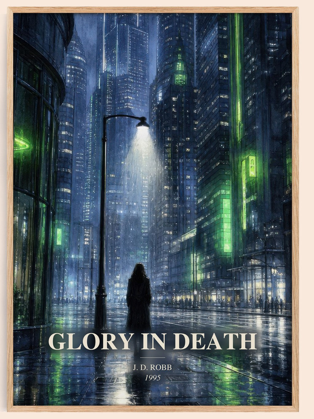Glory In Death watercolour book poster by J. D. Robb – framed literary art print