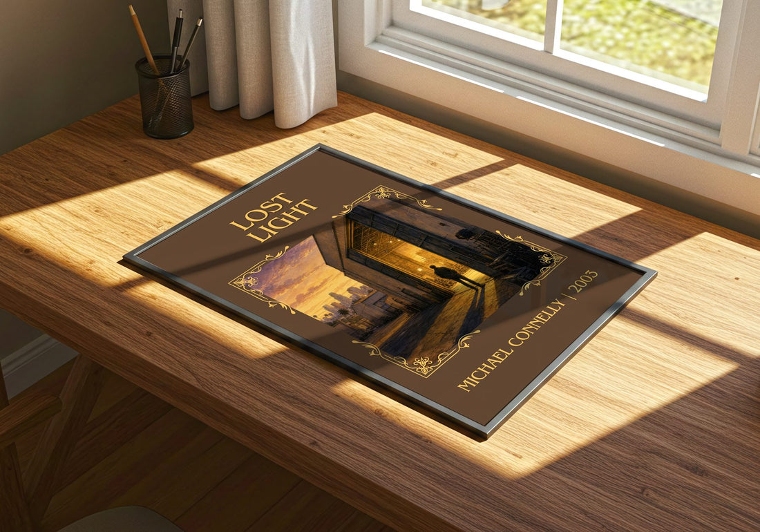 Lost Light Classic Book Art Print by Michael Connelly – print on a sunlit desk