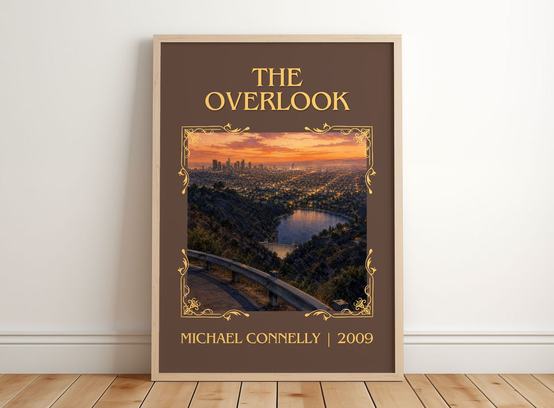The Overlook Classic Book Art Print by Michael Connelly – framed print leaning on a wooden floor