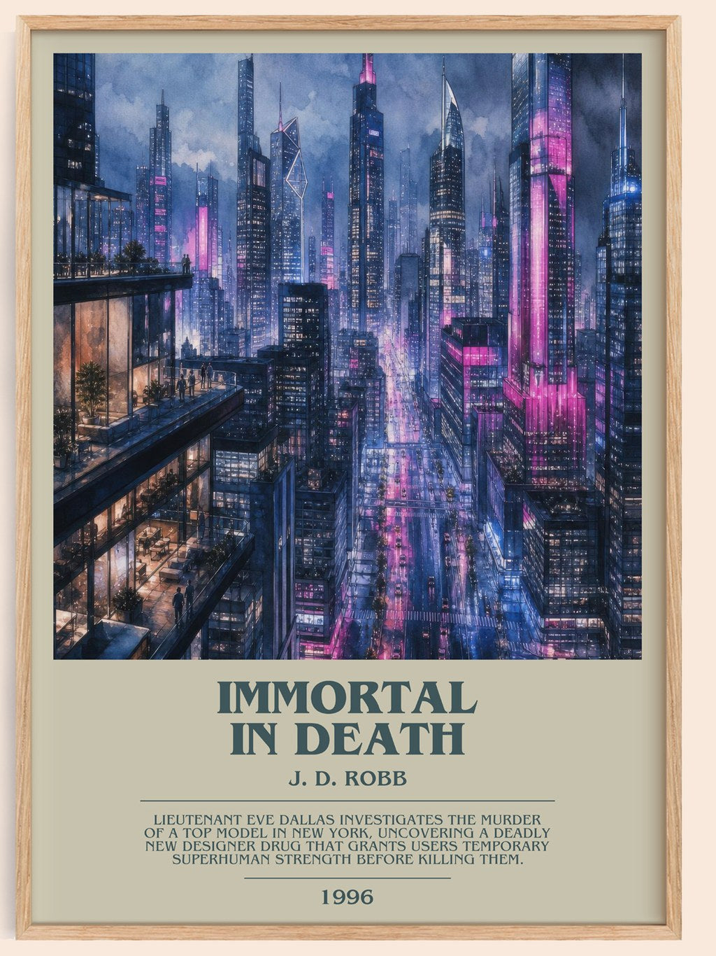 Immortal In Death bookish book poster by J. D. Robb – framed literary art print