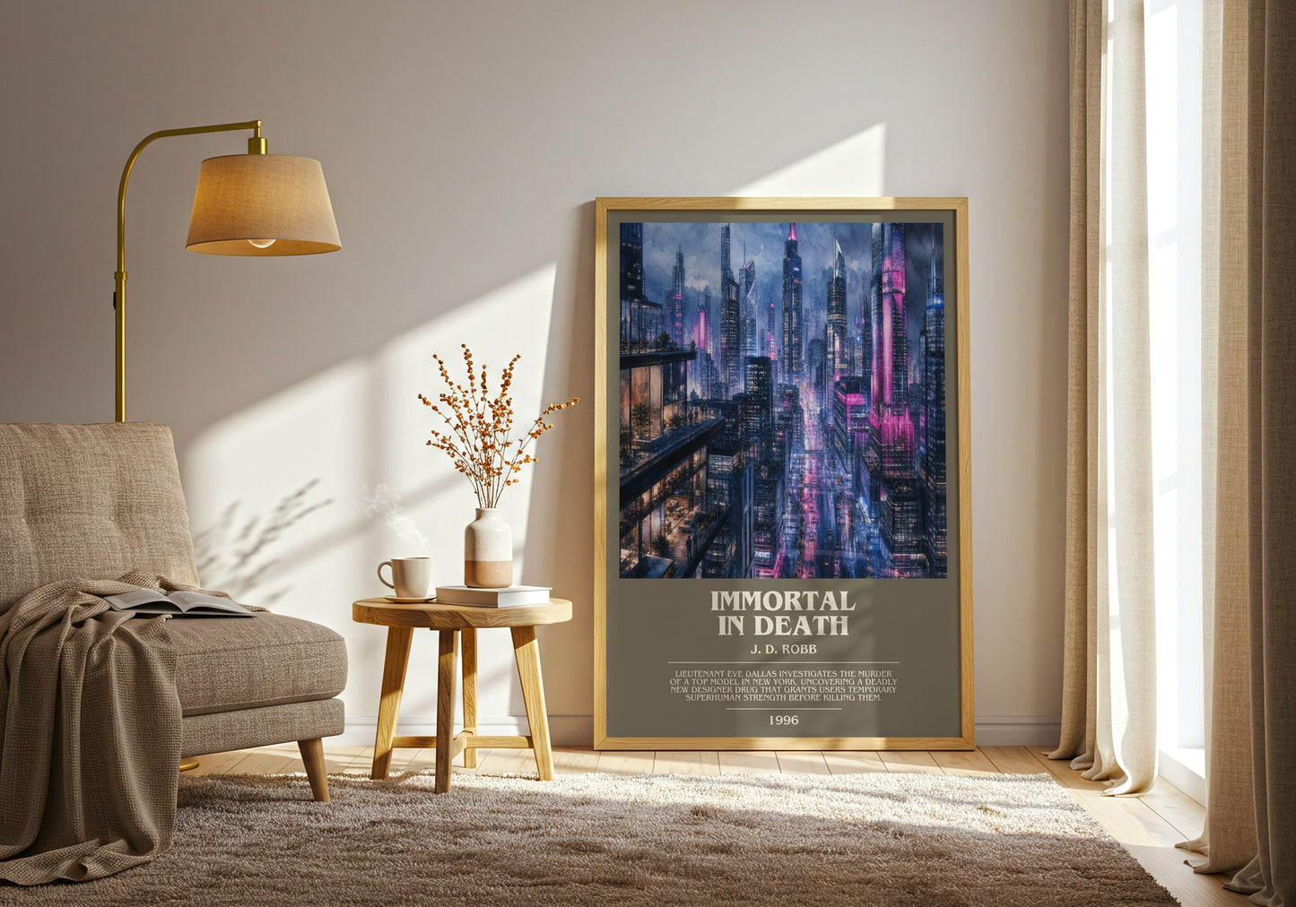 Immortal In Death bookish print on bookshelf – J. D. Robb fan gift