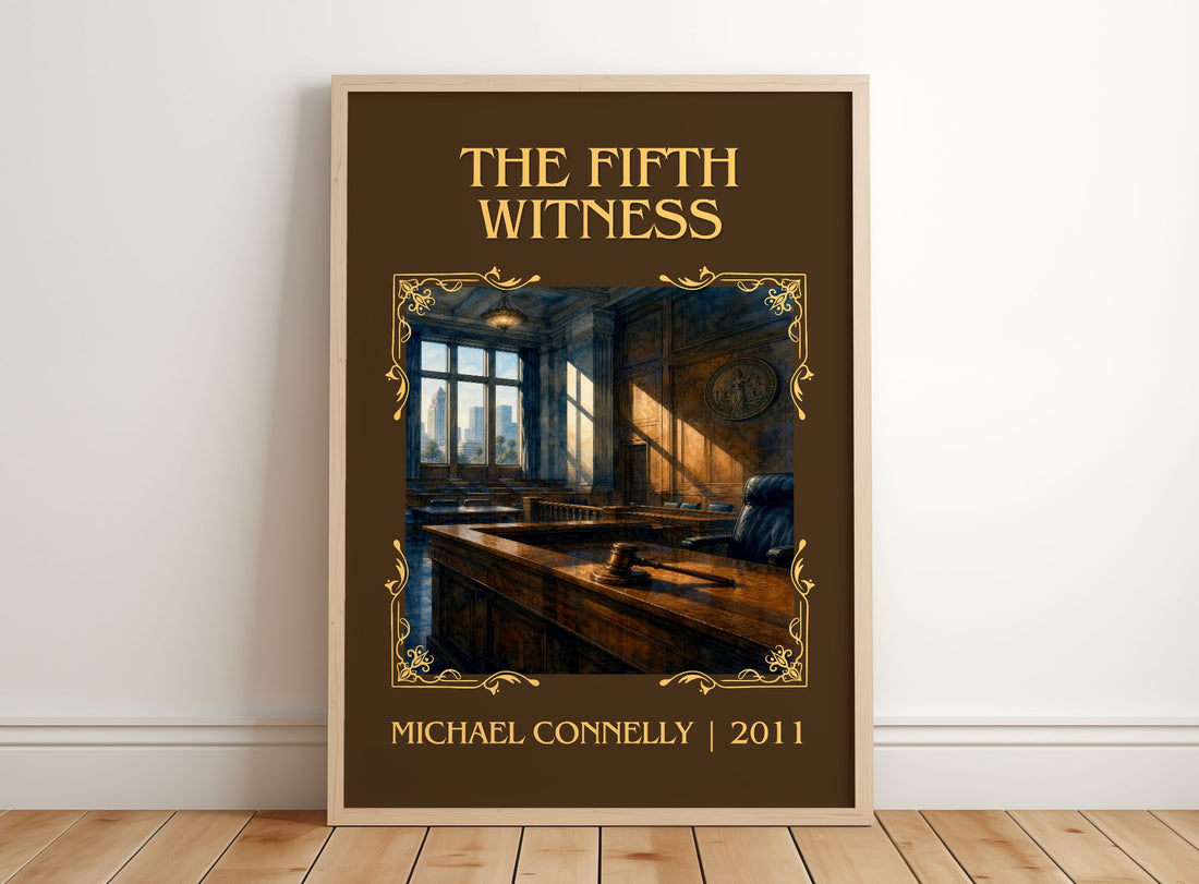 The Fifth Witness Classic Book Art Print by Michael Connelly – framed print leaning on a wooden floor