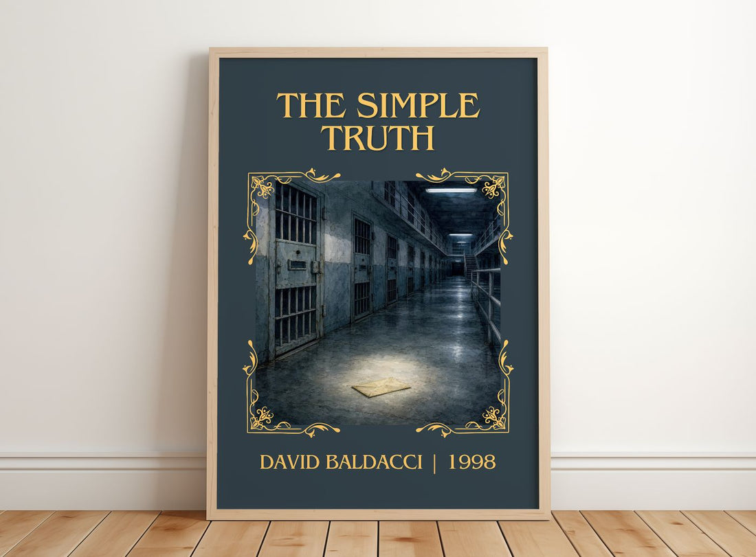 The Simple Truth Classic Book Art Print by David Baldacci – framed print leaning on a wooden floor