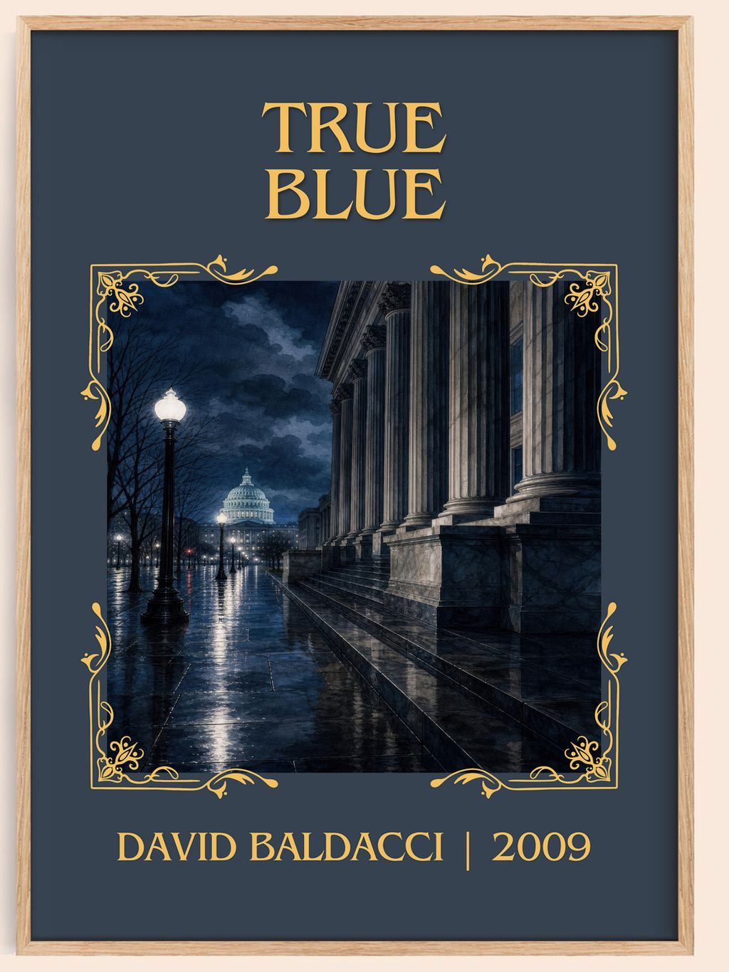 True Blue Classic Book Art Print by David Baldacci – book poster