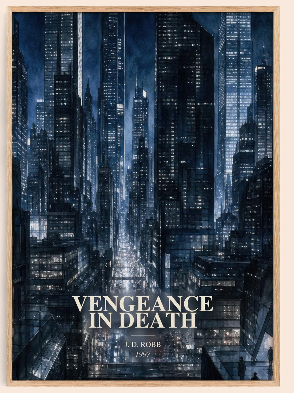 Vengeance In Death watercolour book poster by J. D. Robb – framed literary art print