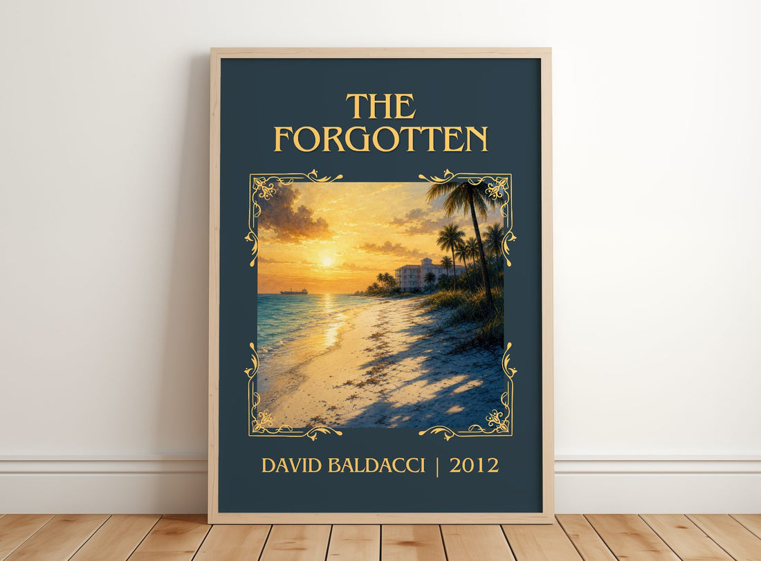 The Forgotten Classic Book Art Print by David Baldacci – framed print leaning on a wooden floor