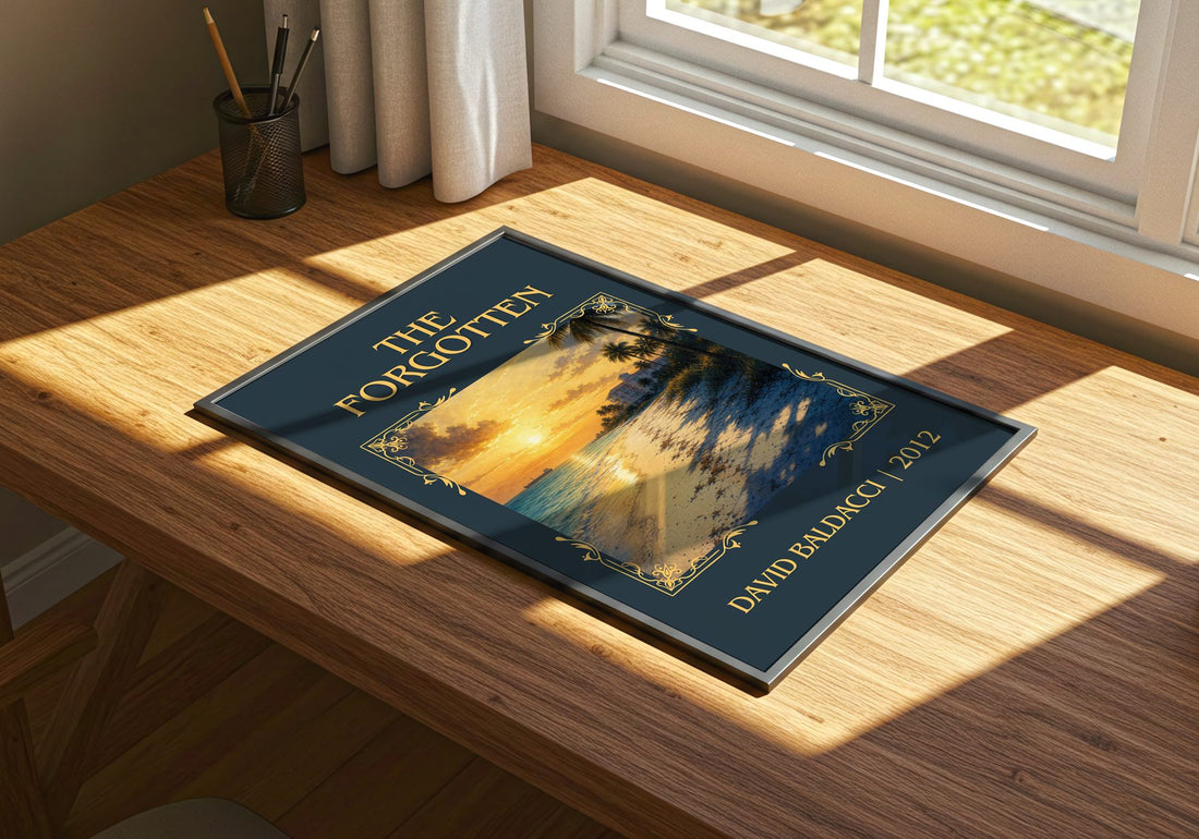 The Forgotten Classic Book Art Print by David Baldacci – print on a sunlit desk