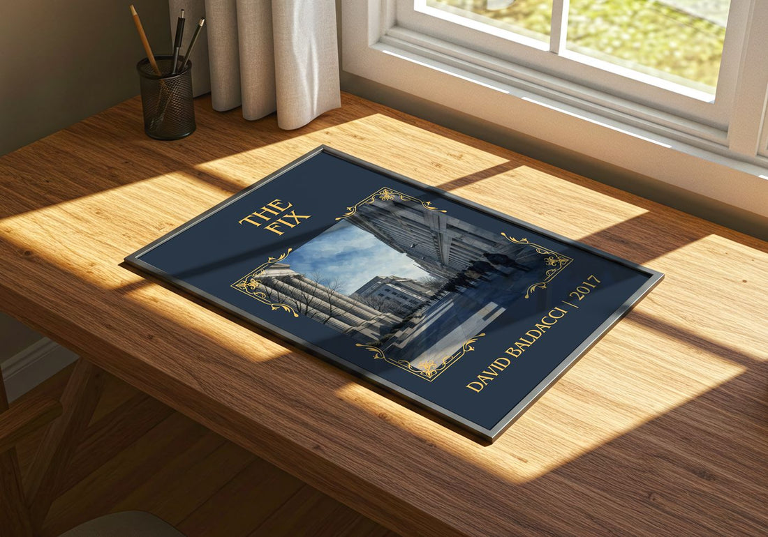 The Fix Classic Book Art Print by David Baldacci – print on a sunlit desk