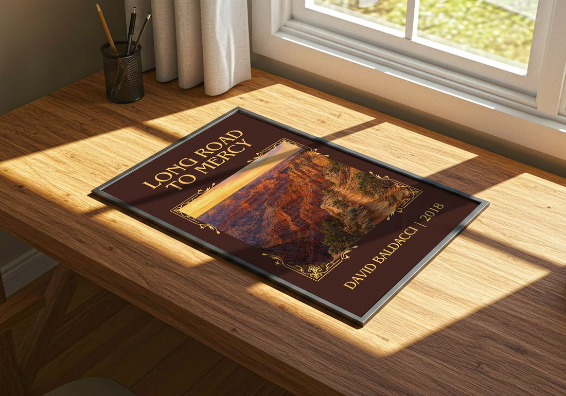 Long Road to Mercy Classic Book Art Print by David Baldacci – print on a sunlit desk