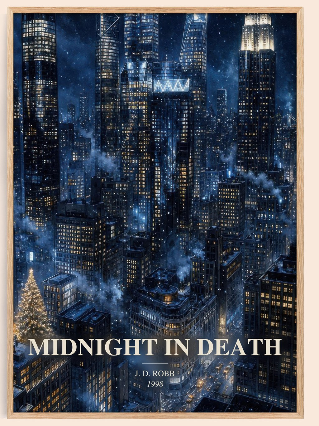 Midnight In Death watercolour book poster by J. D. Robb – framed literary art print