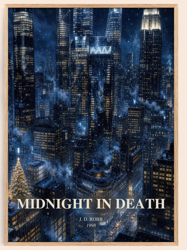 Midnight In Death watercolour book poster by J. D. Robb – framed literary art print