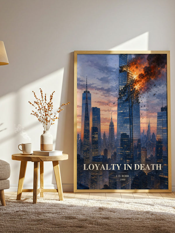 Loyalty In Death watercolour print in frame leaning in hallway – mystery wall art