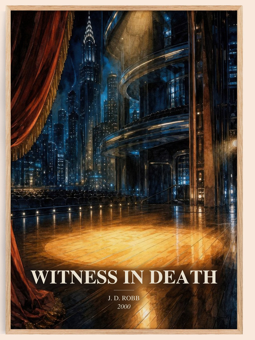 Witness In Death watercolour book poster by J. D. Robb – framed literary art print
