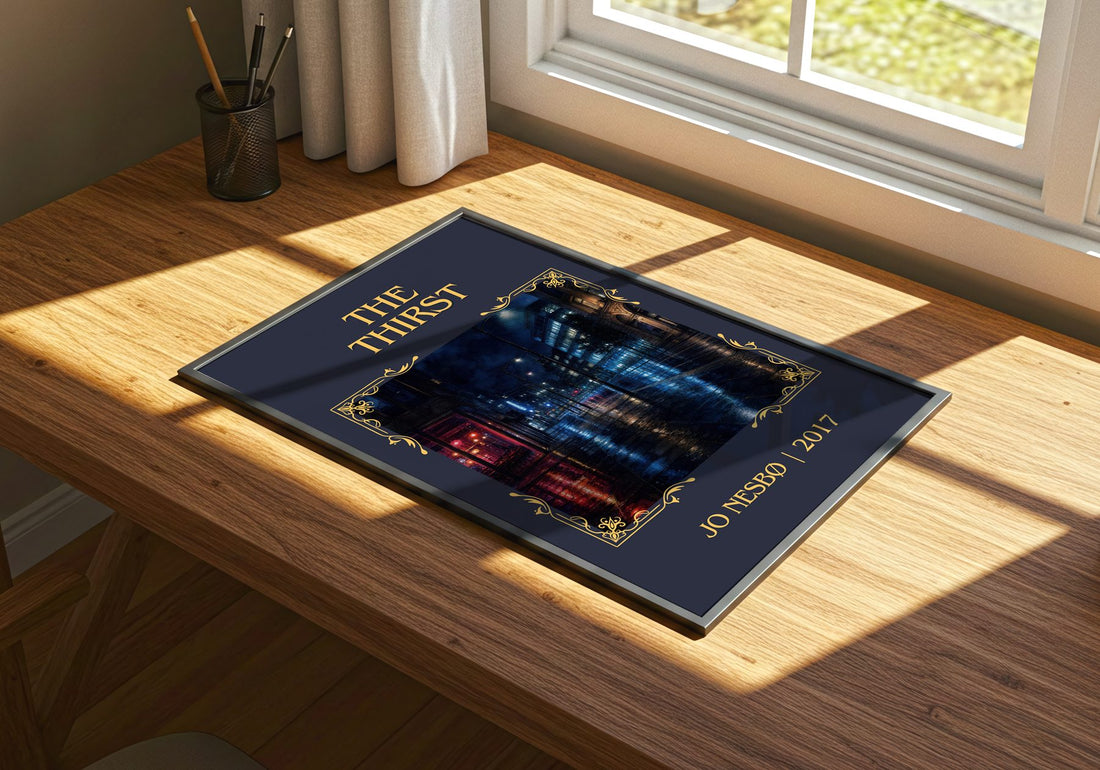 The Thirst Classic Book Art Print by Jo Nesbø – print on a sunlit desk