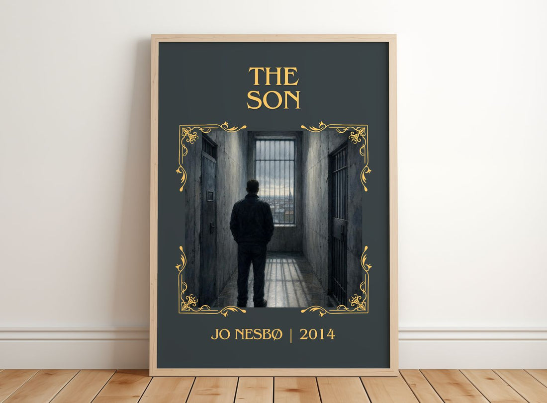 The Son Classic Book Art Print by Jo Nesbø – framed print leaning on a wooden floor