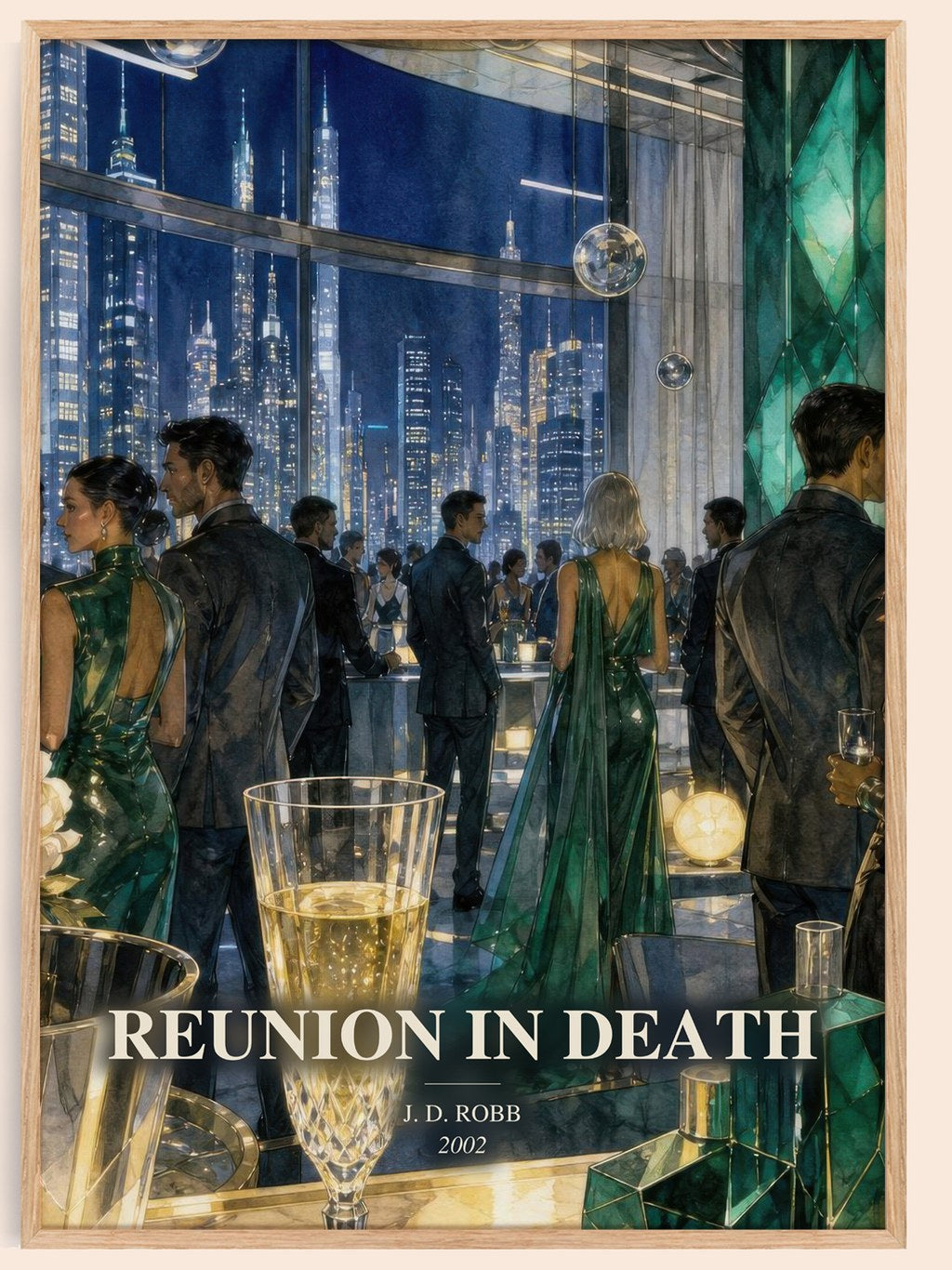 Reunion In Death watercolour book poster by J. D. Robb – framed literary art print