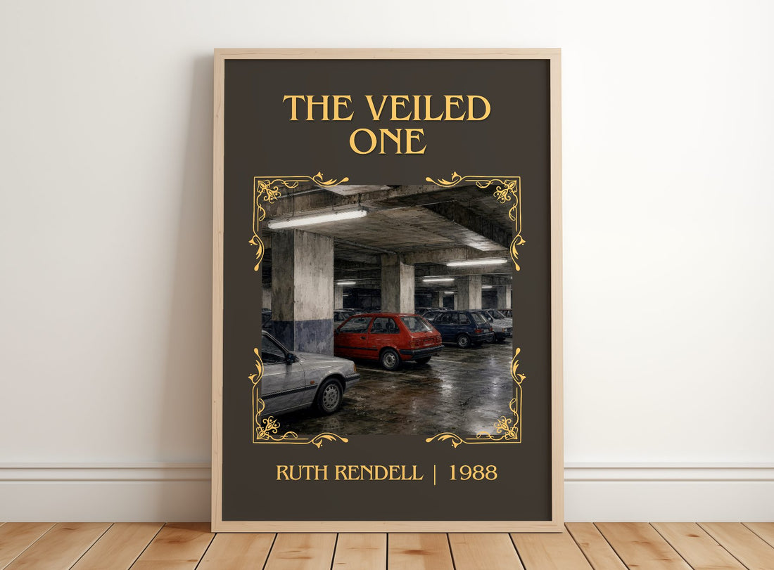 The Veiled One Classic Book Art Print by Ruth Rendell – framed print leaning on a wooden floor
