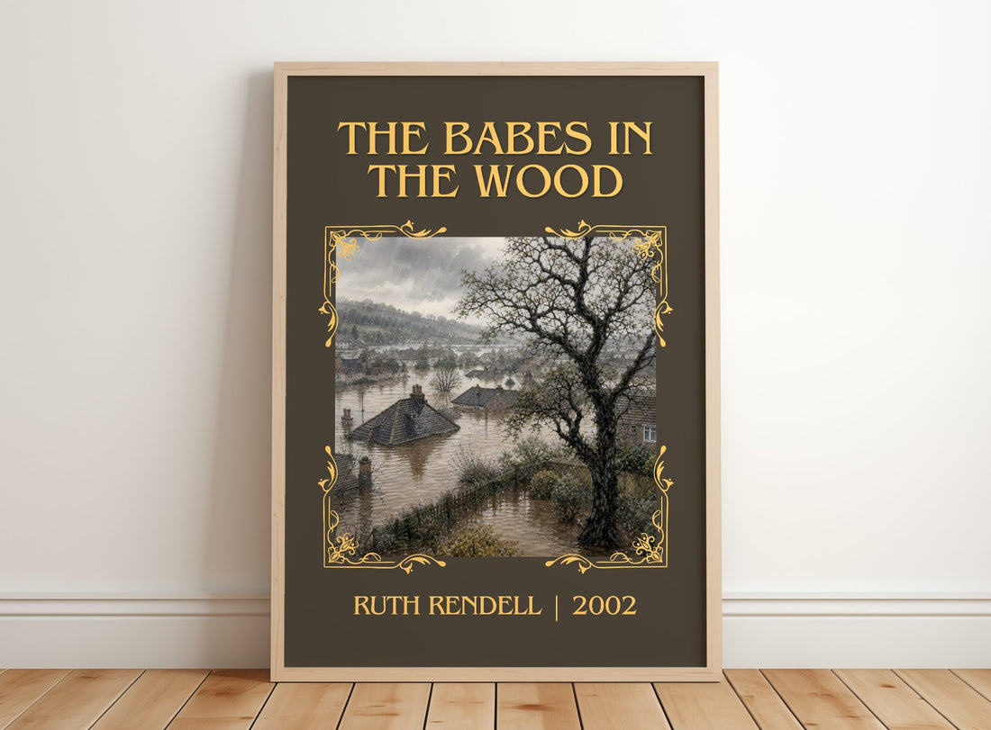 The Babes in the Wood Classic Book Art Print by Ruth Rendell – framed print leaning on a wooden floor