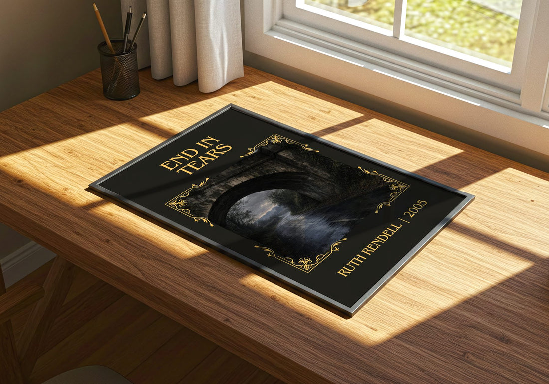 End in Tears Classic Book Art Print by Ruth Rendell – print on a sunlit desk