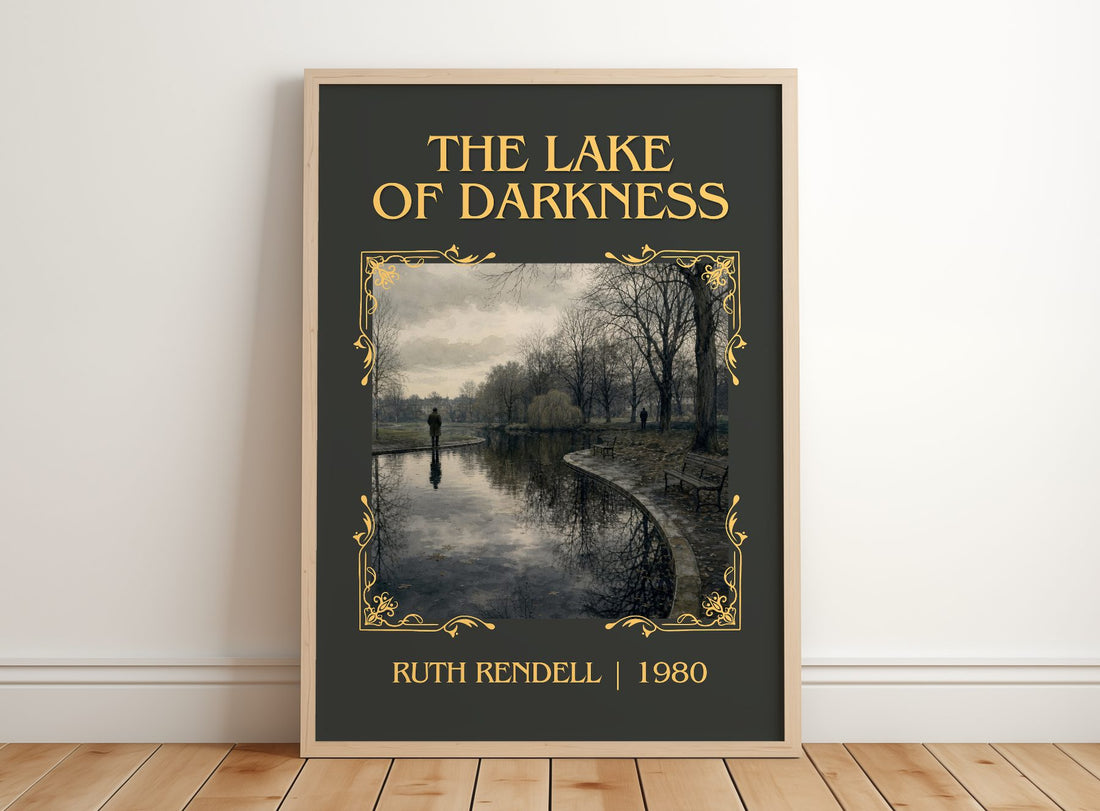 The Lake of Darkness Classic Book Art Print by Ruth Rendell – framed print leaning on a wooden floor
