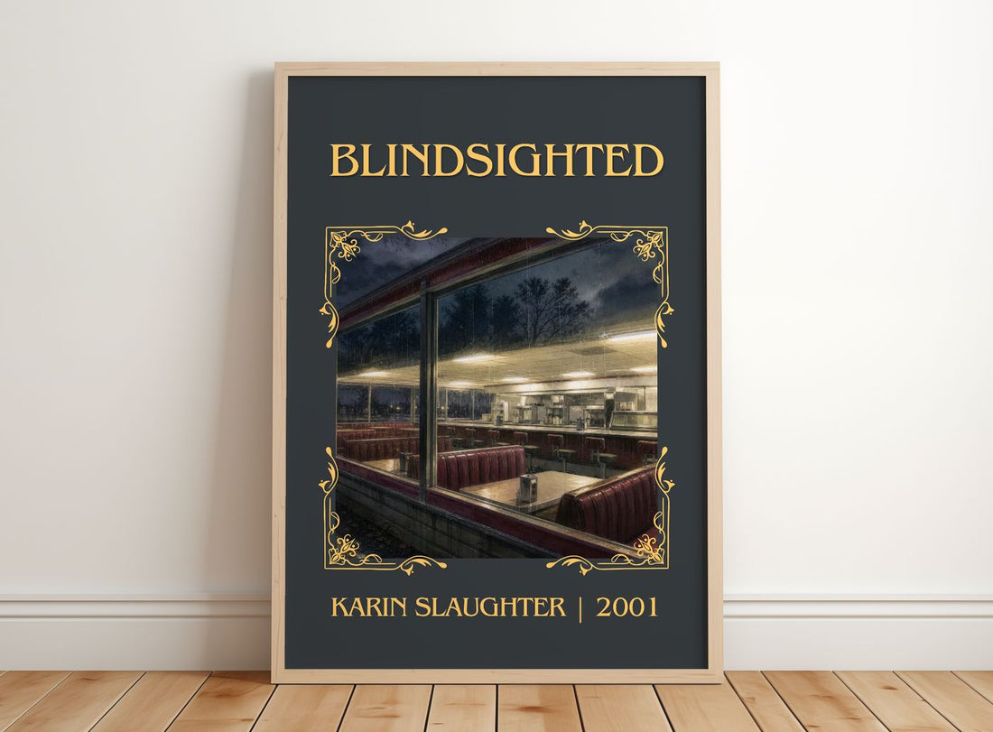 Blindsighted Classic Book Art Print by Karin Slaughter – framed print leaning on a wooden floor