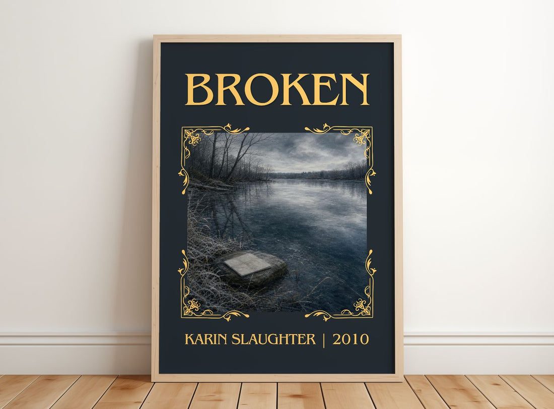 Broken Classic Book Art Print by Karin Slaughter – framed print leaning on a wooden floor