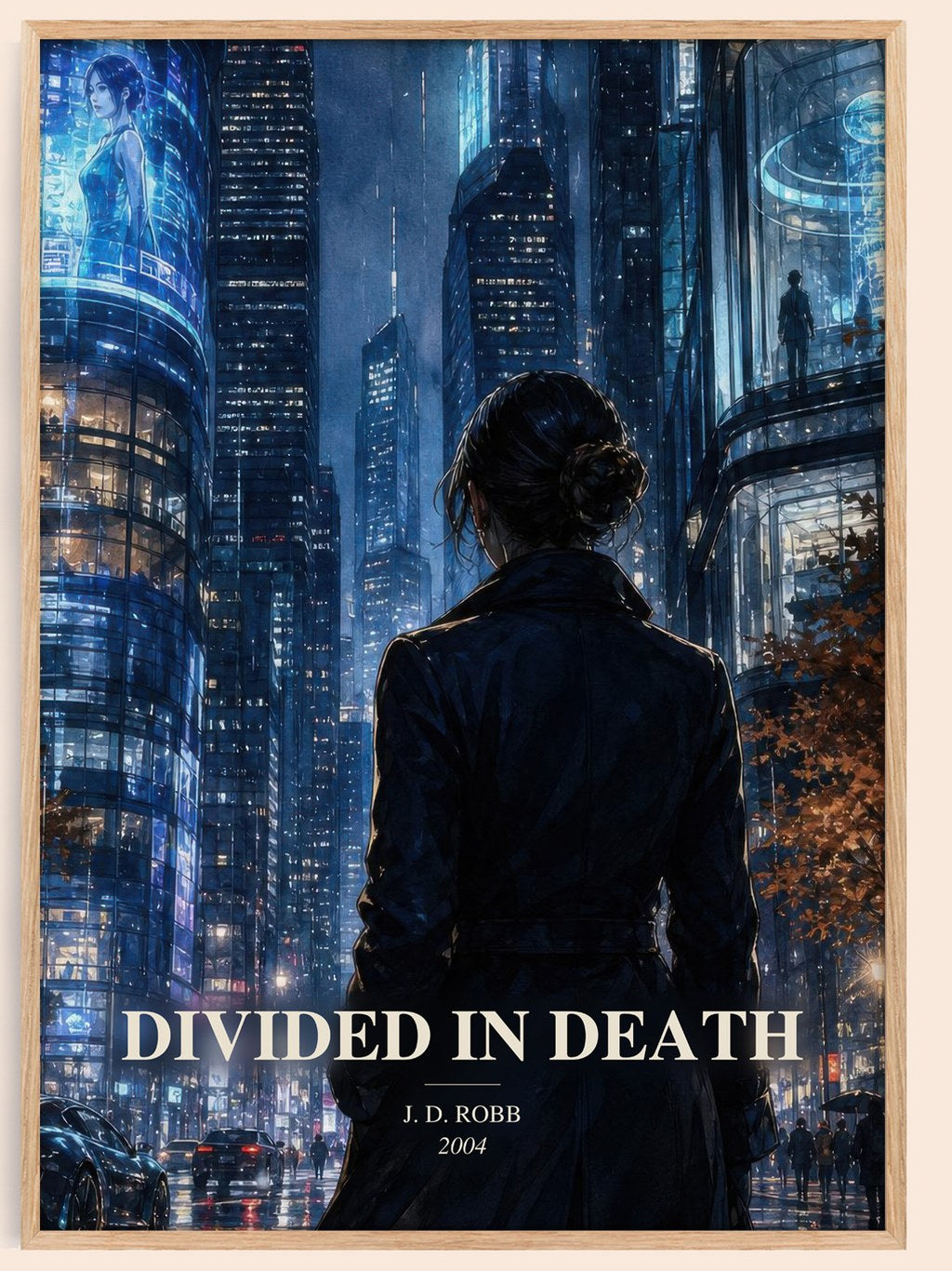 Divided In Death watercolour book poster by J. D. Robb – framed literary art print