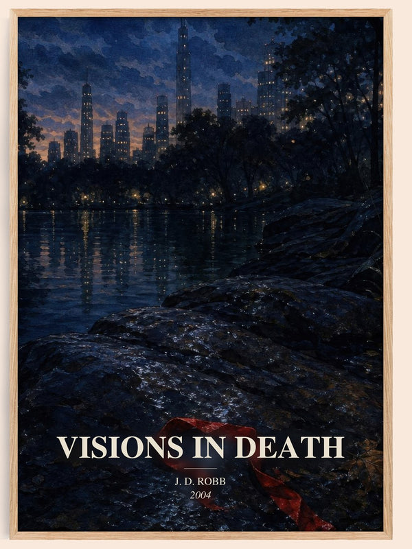 Visions In Death watercolour book poster by J. D. Robb – framed literary art print