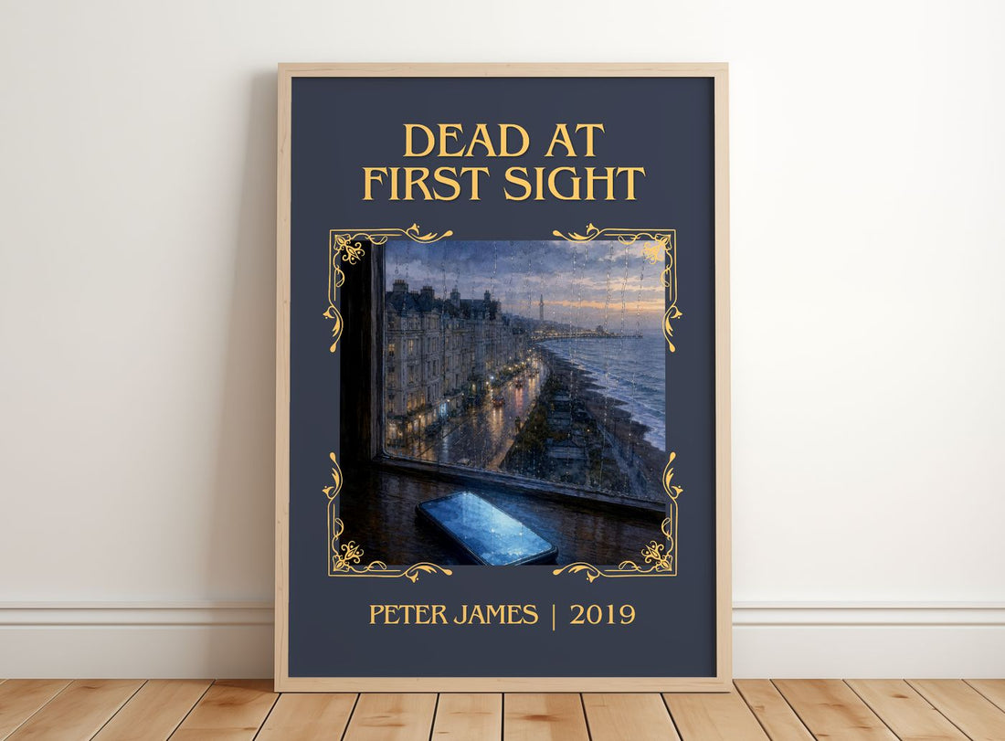 Dead at First Sight Classic Book Art Print by Peter James – framed print leaning on a wooden floor