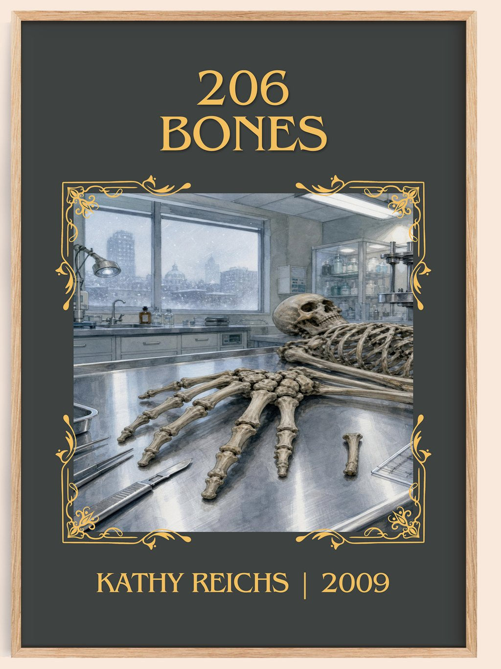 206 Bones Classic Book Art Print by Kathy Reichs – book poster