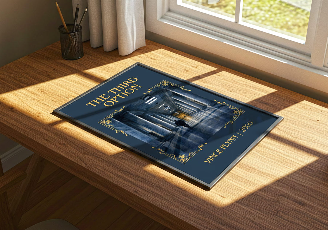 The Third Option Classic Book Art Print by Vince Flynn – print on a sunlit desk