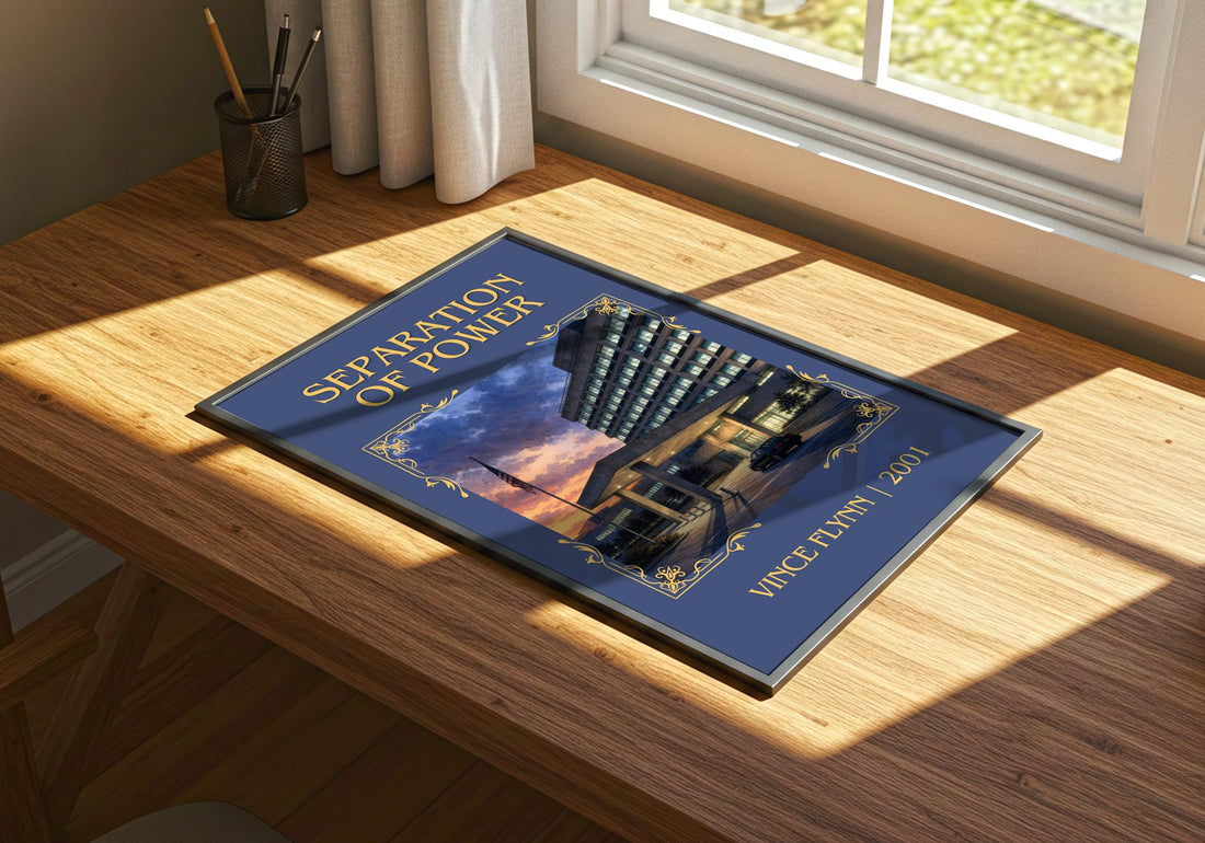 Separation of Power Classic Book Art Print by Vince Flynn – print on a sunlit desk