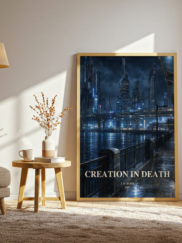 Creation In Death watercolour print in frame leaning in hallway – thriller wall art