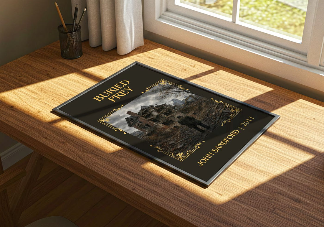 Buried Prey Classic Book Art Print by John Sandford – print on a sunlit desk