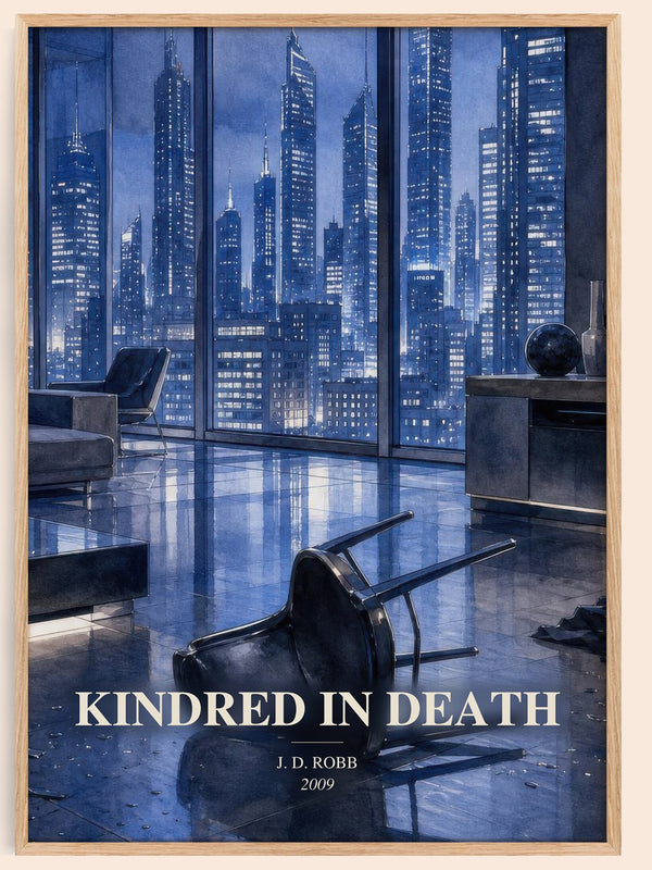 Kindred In Death watercolour book poster by J. D. Robb – framed literary art print