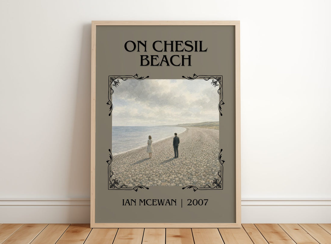 On Chesil Beach Classic Book Art Print by Ian McEwan – framed print leaning on a wooden floor