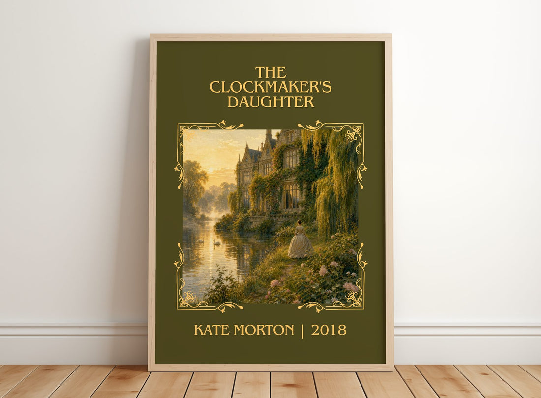 The Clockmaker's Daughter Classic Book Art Print by Kate Morton – framed print leaning on a wooden floor